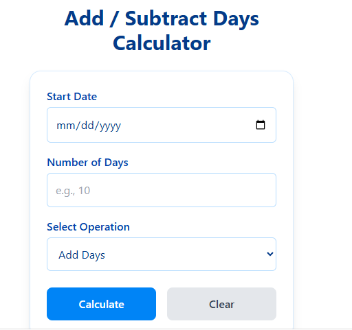 Add/Subtract Days Calculator