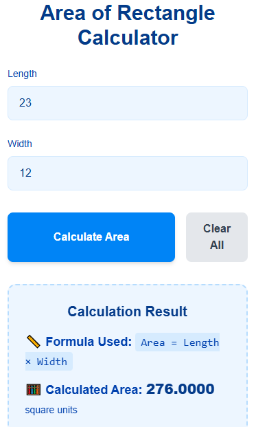 Area of Rectangle Calculator