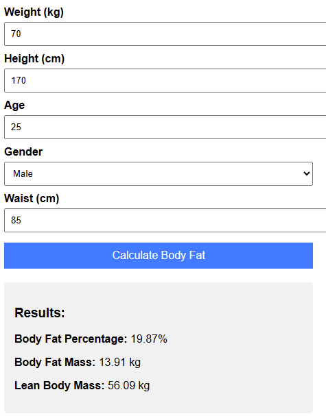 Body Fat Percentage Calculator