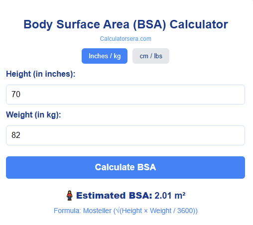 Body Surface Area (BSA) Calculator