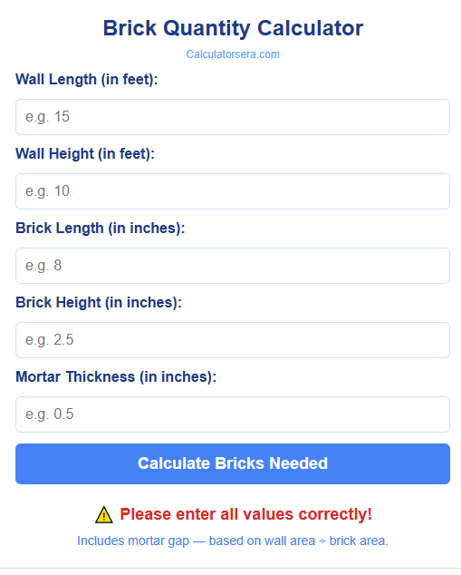  Brick Quantity Calculator