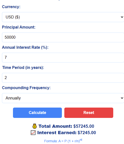 Compound interest calculator
