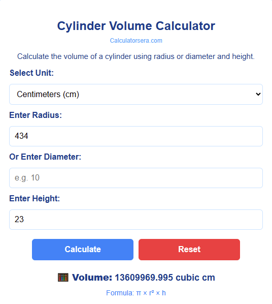 Cylinder Volume Calculator