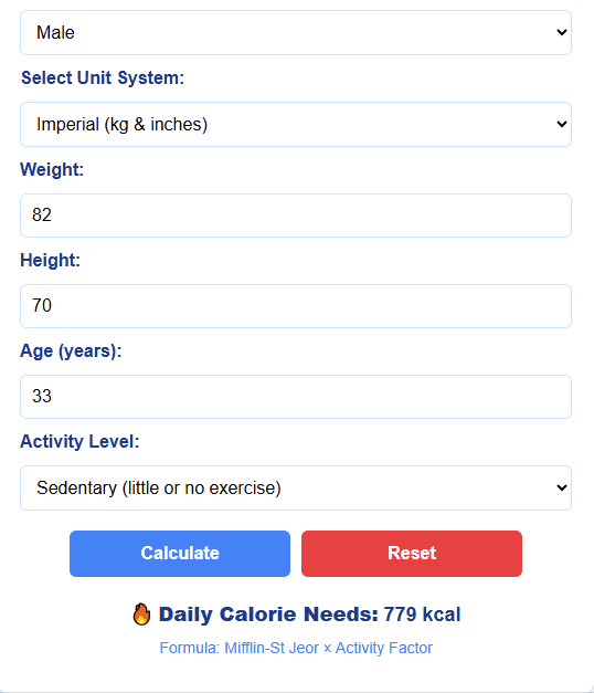 Daily Calorie Needs Calculator