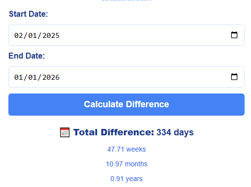 Date Difference calculator