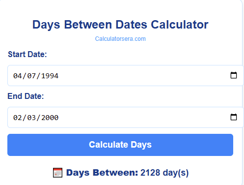 Days Between Dates Calculator