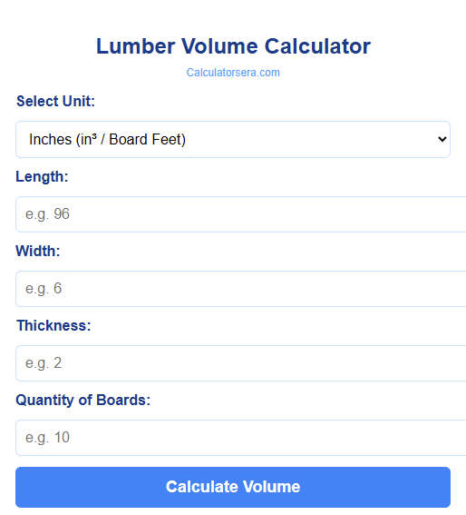 Lumber Volume Calculator