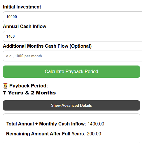 Payback Period Calculator
