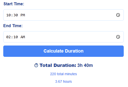 Time Duration Calculator
