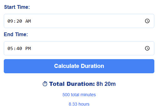 Time Duration Calculator