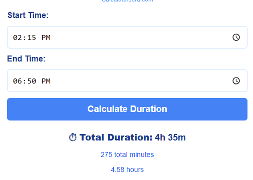Time Duration Calculator
