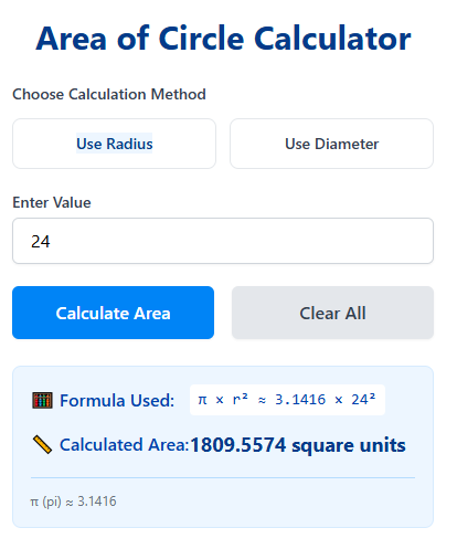 circle area calculator