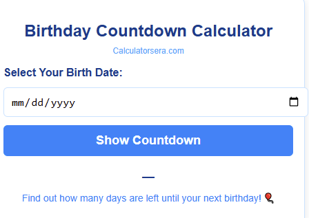 Birthday Countdown Calculator