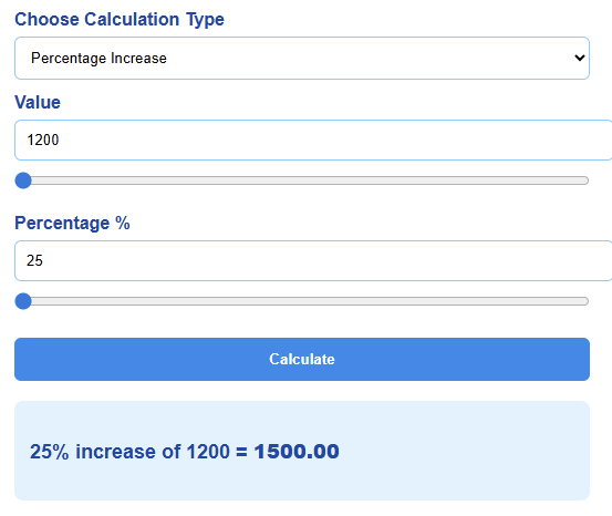 Percentage Increase  / Decrease Calculator