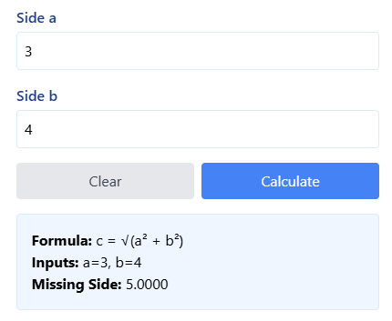 Pythagorean Theorem Calculator